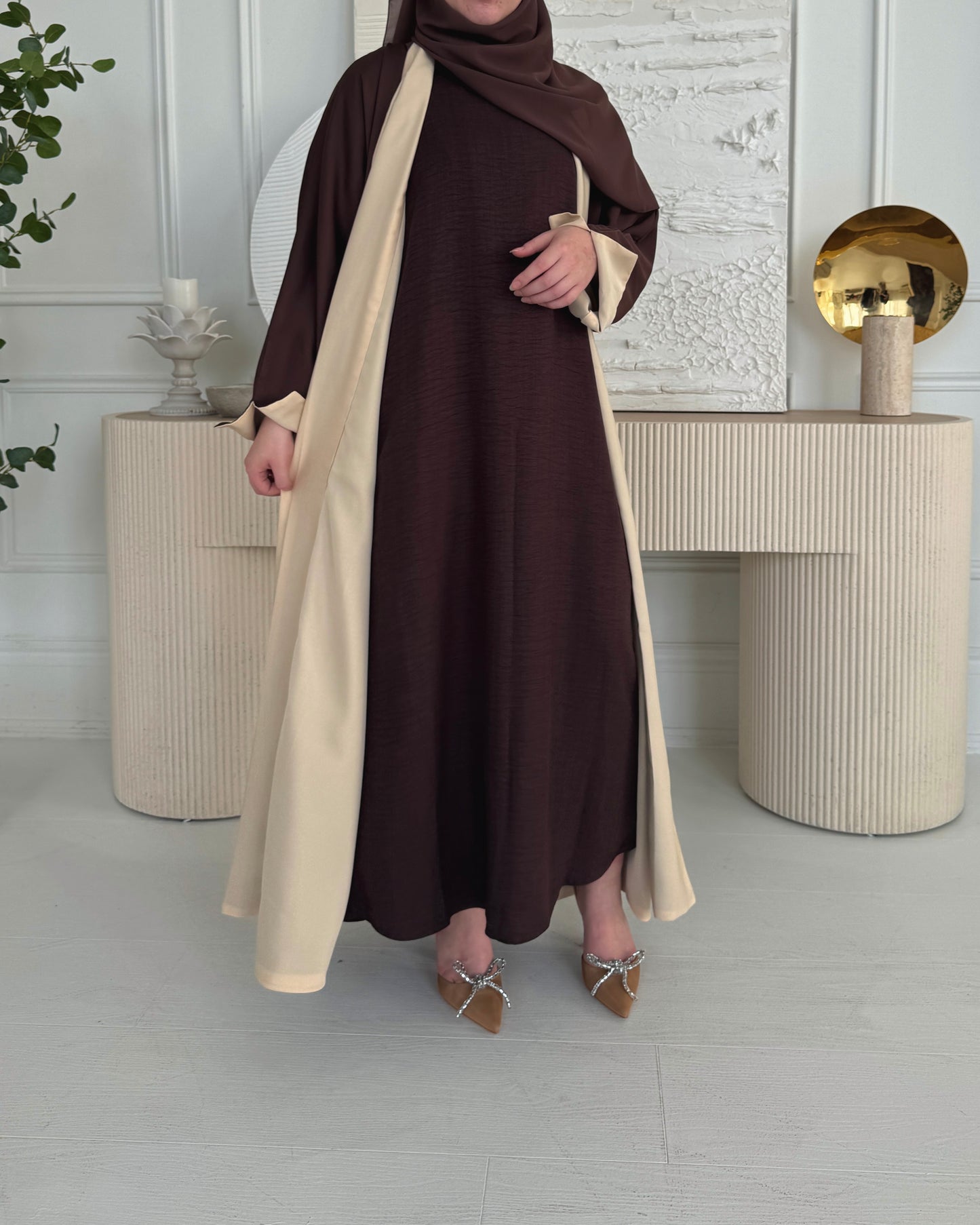 Nada Reversible Abaya • Brown & Beige